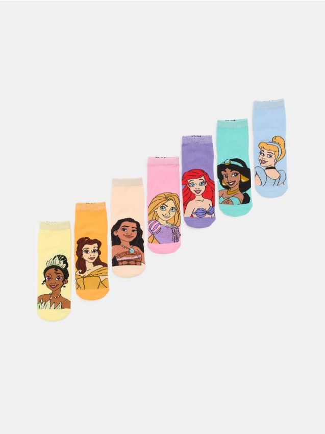 Sinsay - Șosete cu fir metalizat Disney Princess 7 pack - multicolor