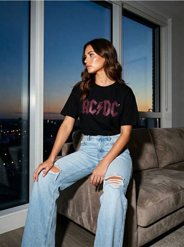 Sinsay - Koszulka AC/DC - czarny