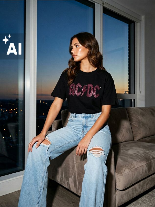 Sinsay - Tricou AC/DC - negru