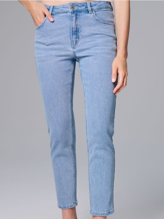 Sinsay - Blugi mom fit - albastru