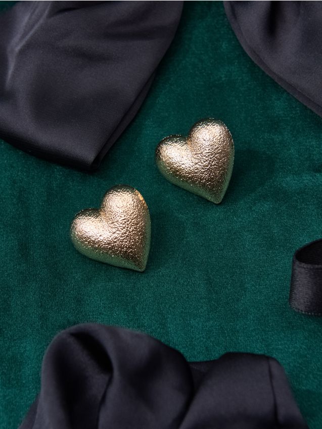 Sinsay - Náušnice v tvare srdca - zlatá