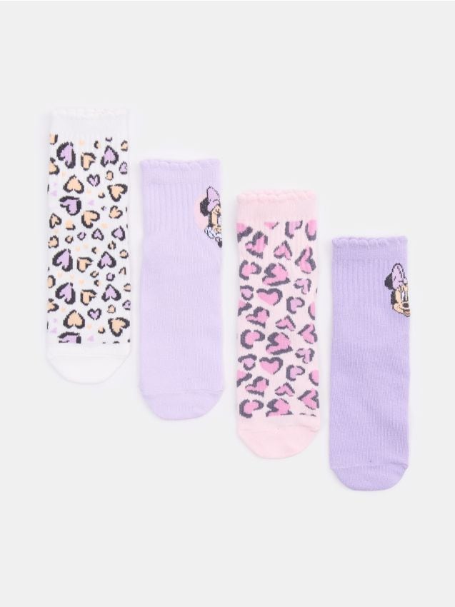 Sinsay - Șosete reiate cu imprimeu leopard 4 pack Minnie Mouse - multicolor