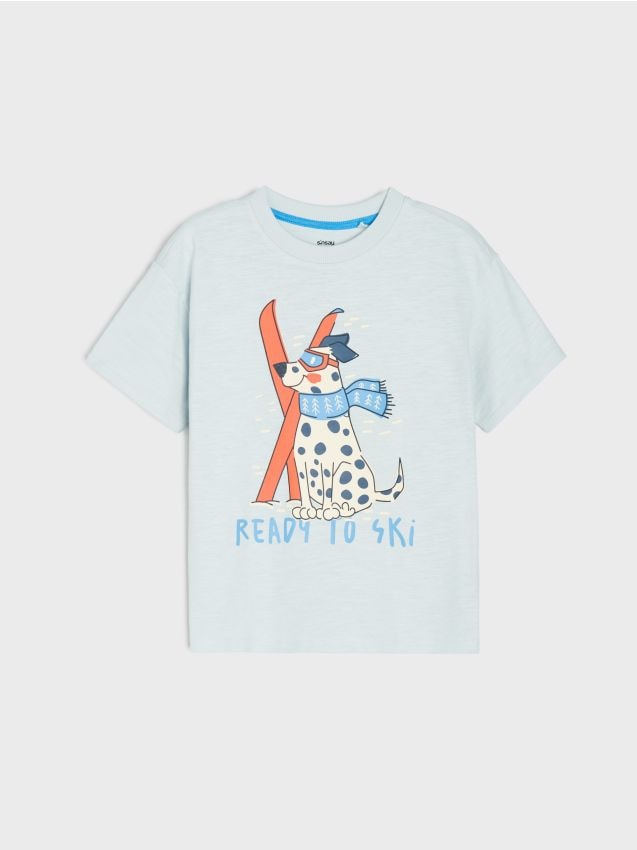 Sinsay - Tricou din bumbac cu imprimeu - light blue