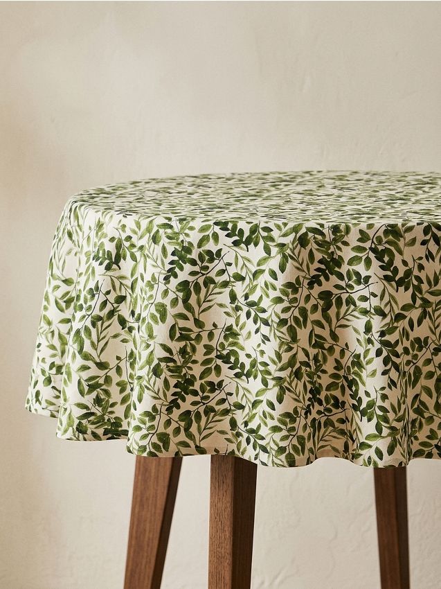 Sinsay - Față de masă rotundă cu motiv vegetal - verde
