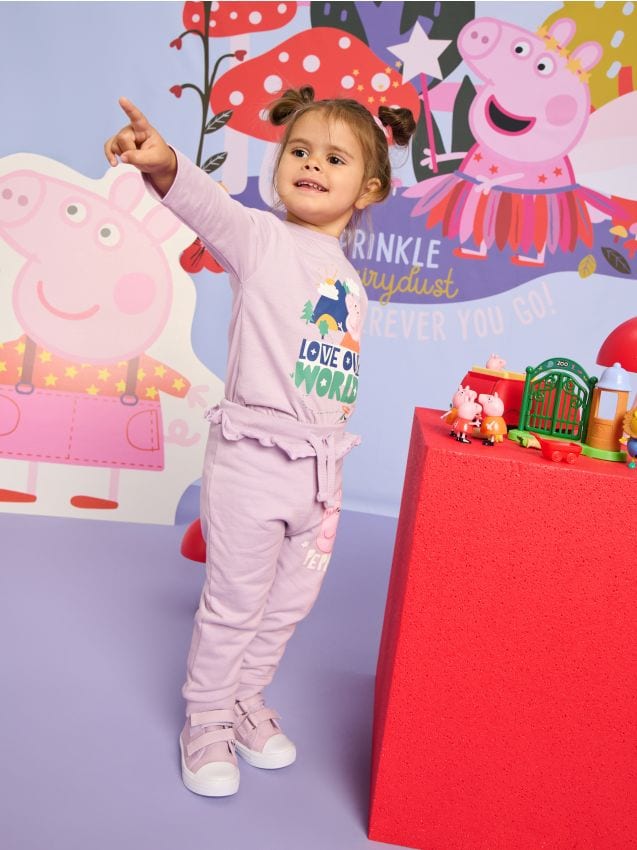 Sinsay - T-krekls ar garām piedurknēm Peppa Pig - lavandu