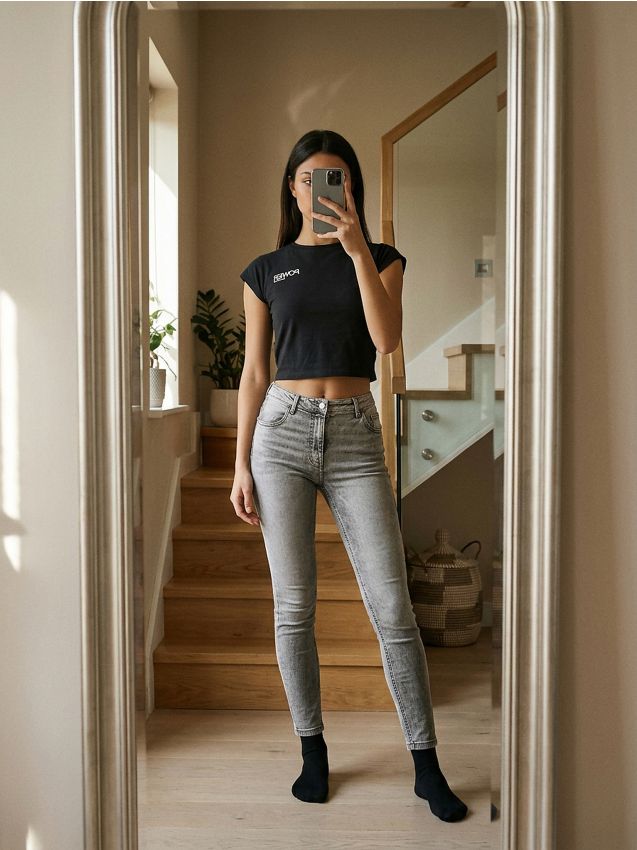 Sinsay - Blugi skinny fit - gri deschis