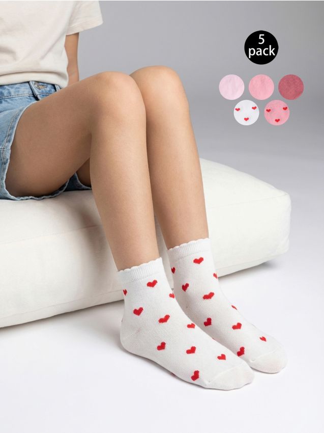 Sinsay - Zestaw skarpetek z sercami i gładkich 5 pack - wielobarwny