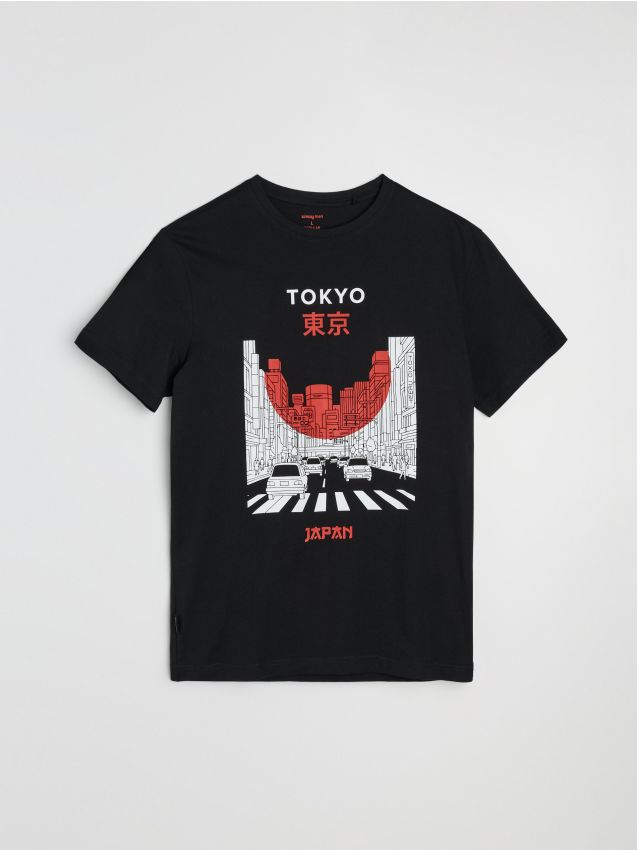 Sinsay - Tricou din bumbac cu motiv Tokyo - negru