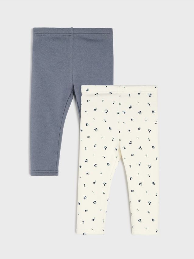 Sinsay - Colanți călduroși cu motiv floral 2 pack - crem