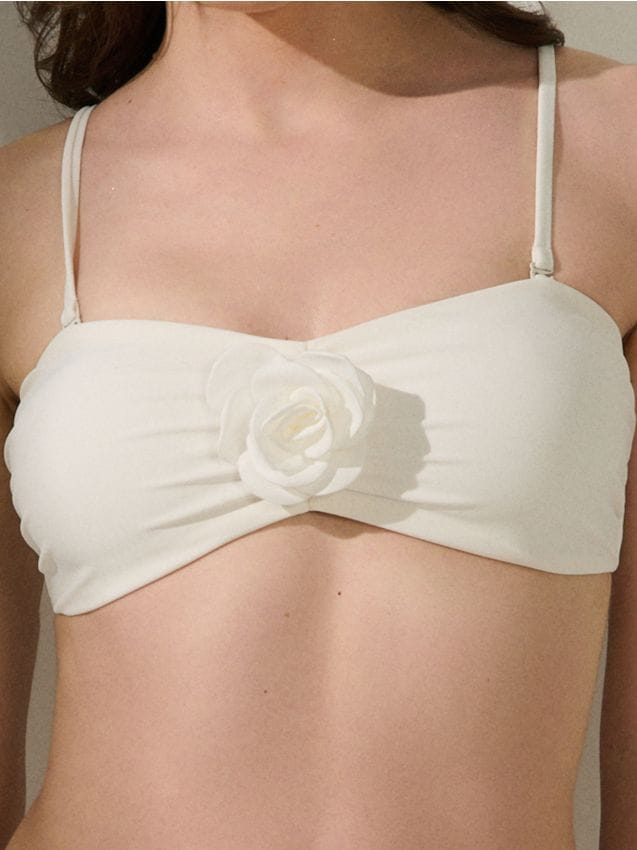 Sinsay - Góra od bikini z odpinanymi ramiączkami - kremowy