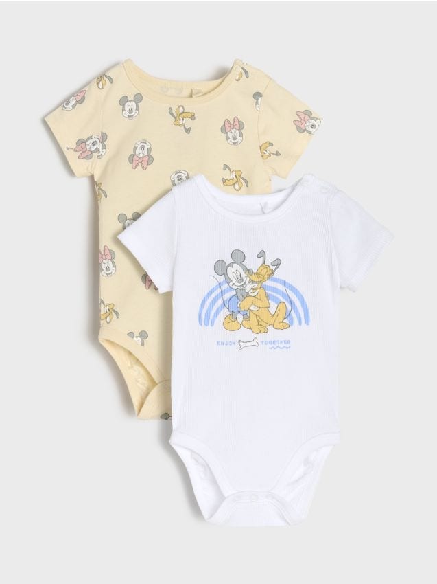 Sinsay - Set de 2 body-uri Mickey Mouse - alb