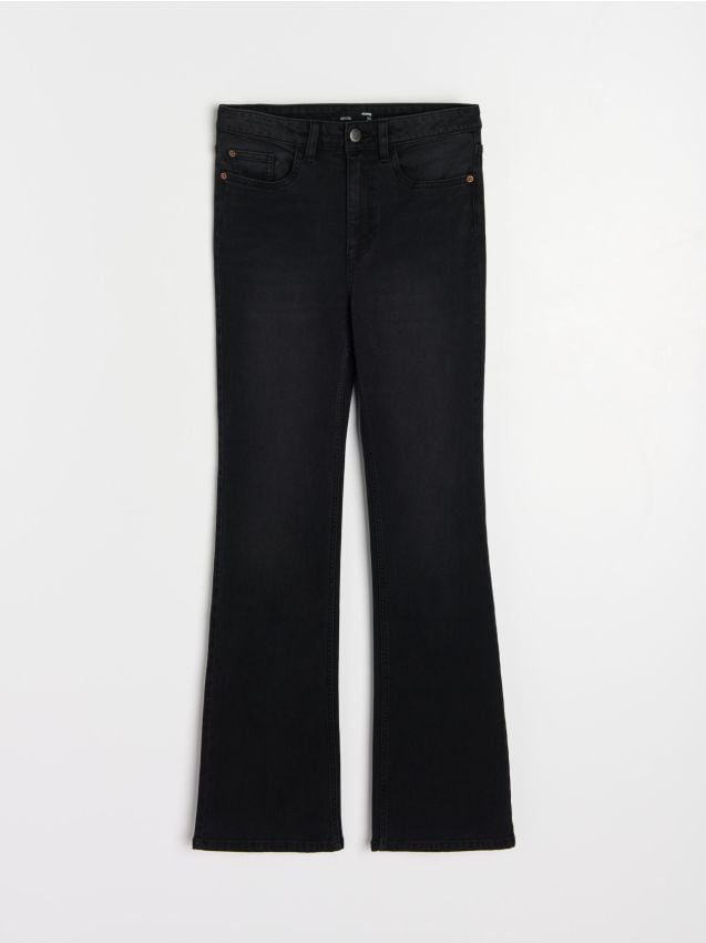 Sinsay - Jeansy flare mid waist - czarny
