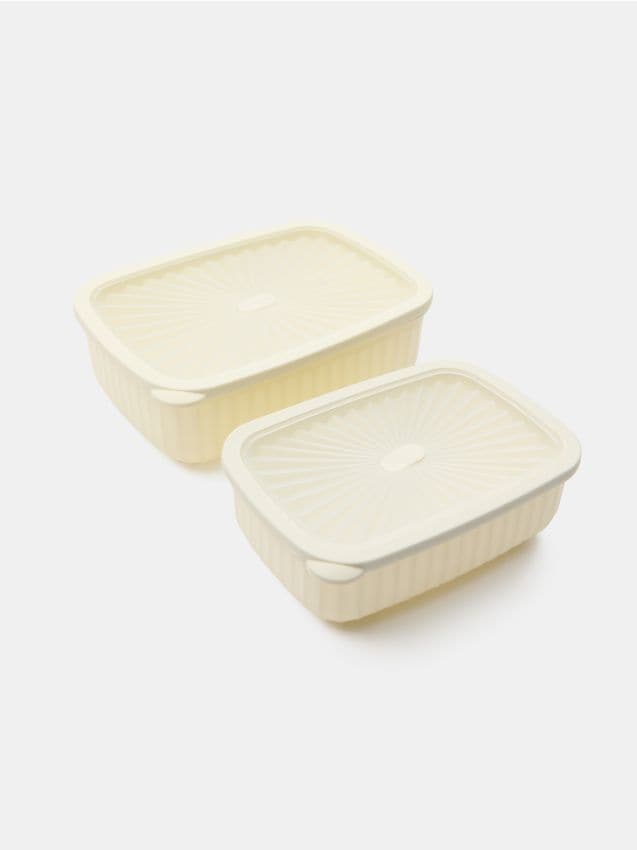 Sinsay - Recipiente pentru depozitarea alimentelor cu capac – set de 2 bucăți - crem