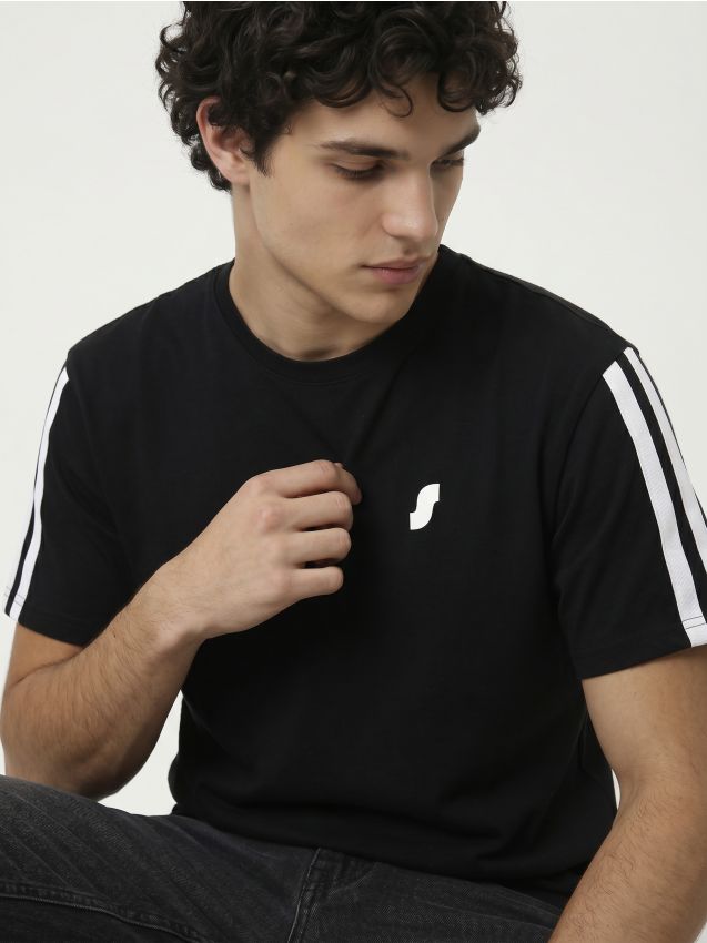 Sinsay - Tricou din bumbac cu mânecă scurtă - negru