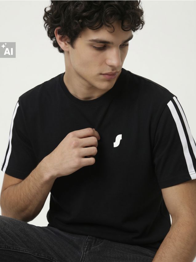 Sinsay - Tricou din bumbac cu mânecă scurtă - negru