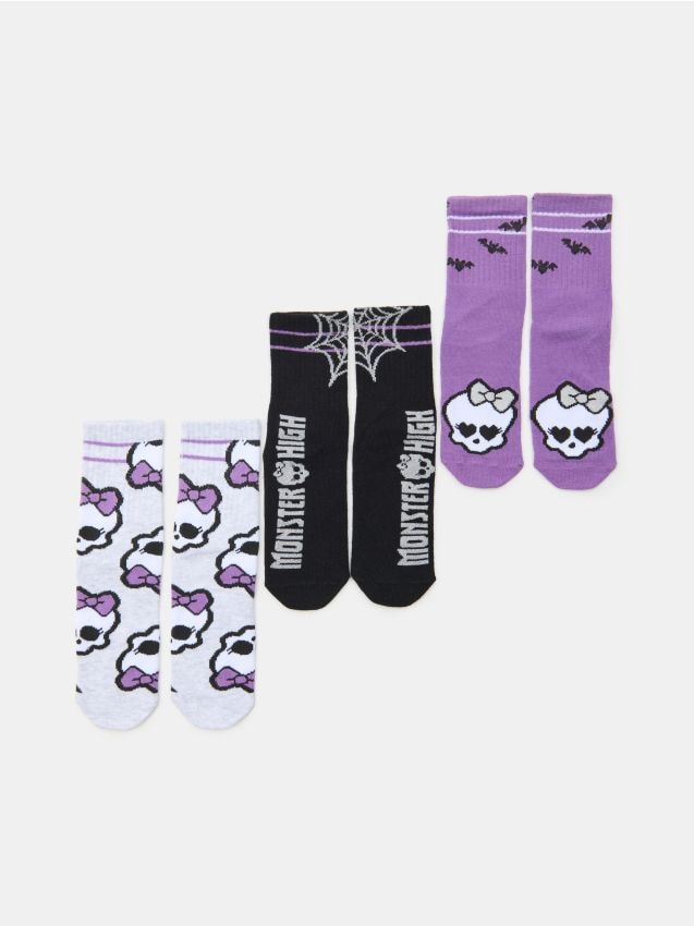 Sinsay - Șosete lungi cu bumbac, pachet de 3 Monster High - multicolor
