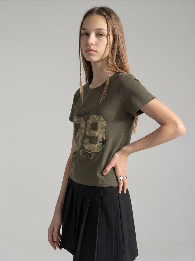 Sinsay - Tricou din bumbac cu imprimeu - verde-oliv