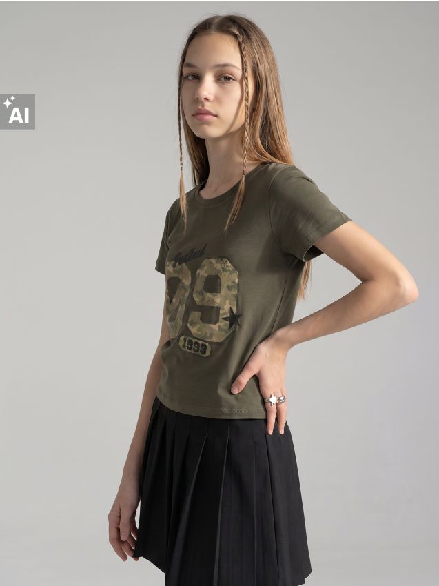 Sinsay - Tricou din bumbac cu imprimeu - verde-oliv