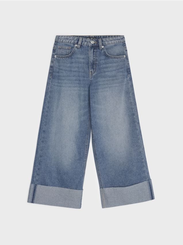 Sinsay - Blugi wide leg cu talie înaltă - albastru