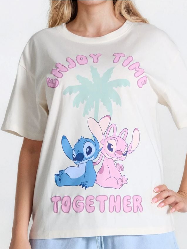 Sinsay - Maglietta Stitch - panna