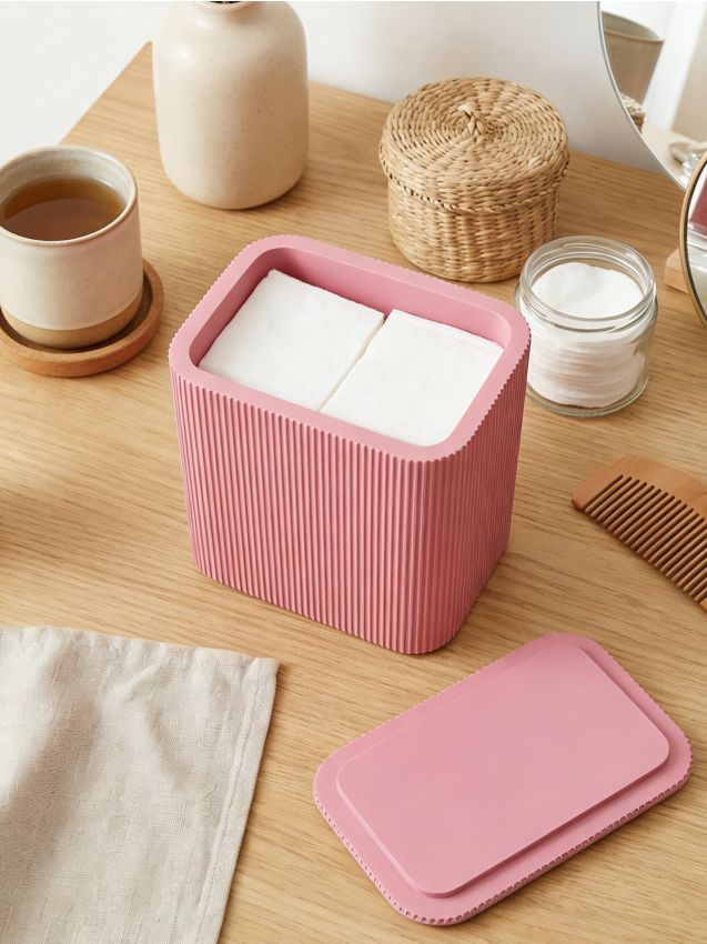 Sinsay - Recipient de depozitare cu capac și striații - roz