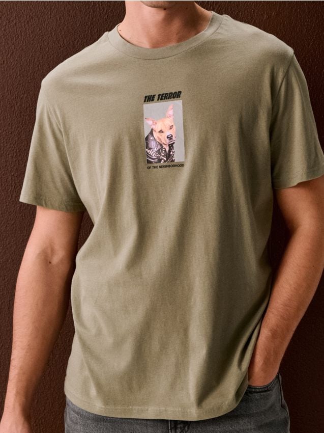 Sinsay - Tricou din bumbac cu imprimeu - verde-deschis