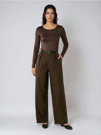 Hlače wide leg z pasom