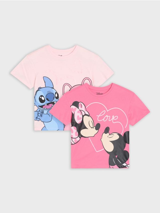 Sinsay - Bavlnená košeľa s potlačou Minnie and Stitch 2 pack - krémová
