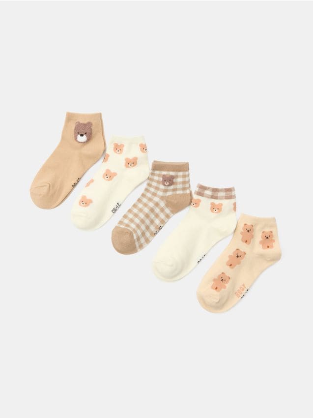 Sinsay - Șosete cu urși, set de 5 - multicolor