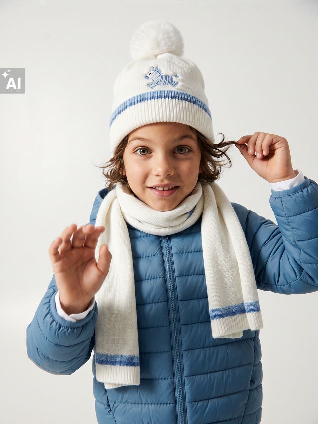 Sinsay - Set: fular și căciulă cu pompon - multicolor