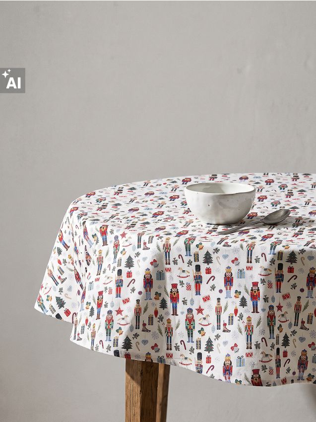 Sinsay - Față de masă rotundă de Crăciun cu motiv de spărgători de nuci - multicolor