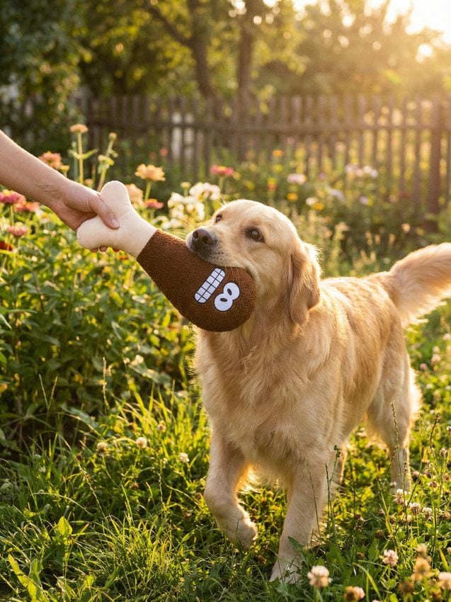 Sinsay - Jucărie din pluș pentru câine cu fluier în formă de pulpă - maro