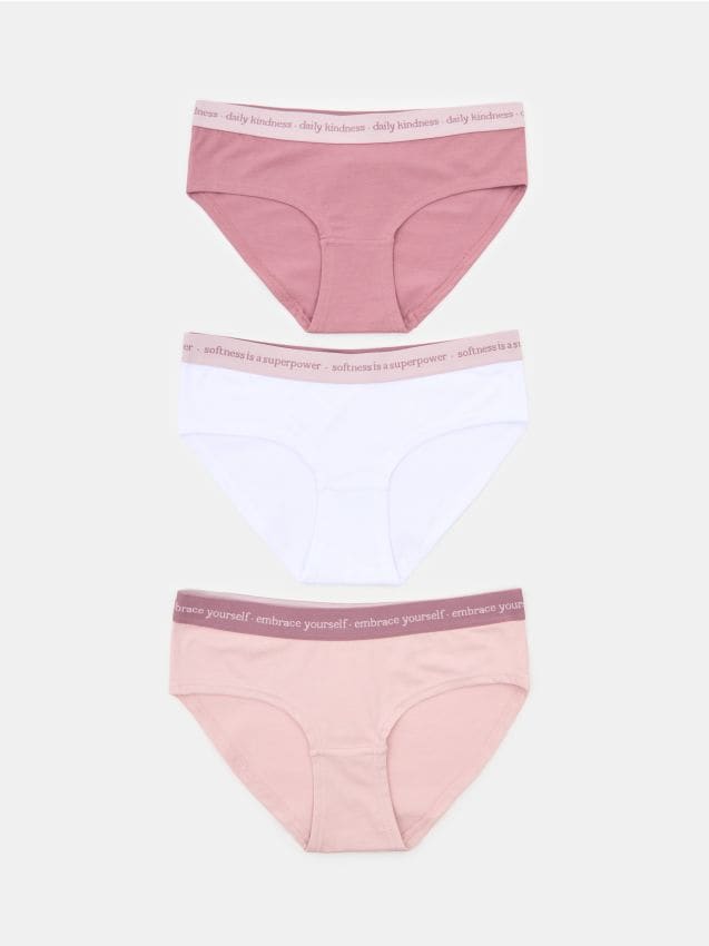 Sinsay - Bawełniane majtki hipster 3 pack - wielobarwny