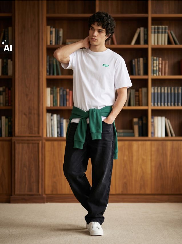 Sinsay - Pamučna majica comfort fit s natpisom na leđima