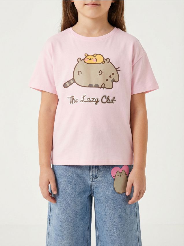 Sinsay - Tricou din bumbac cu imprimeu Pusheen the Cat - roz