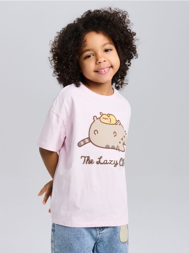 Sinsay - Tricou din bumbac cu imprimeu Pusheen the Cat - roz