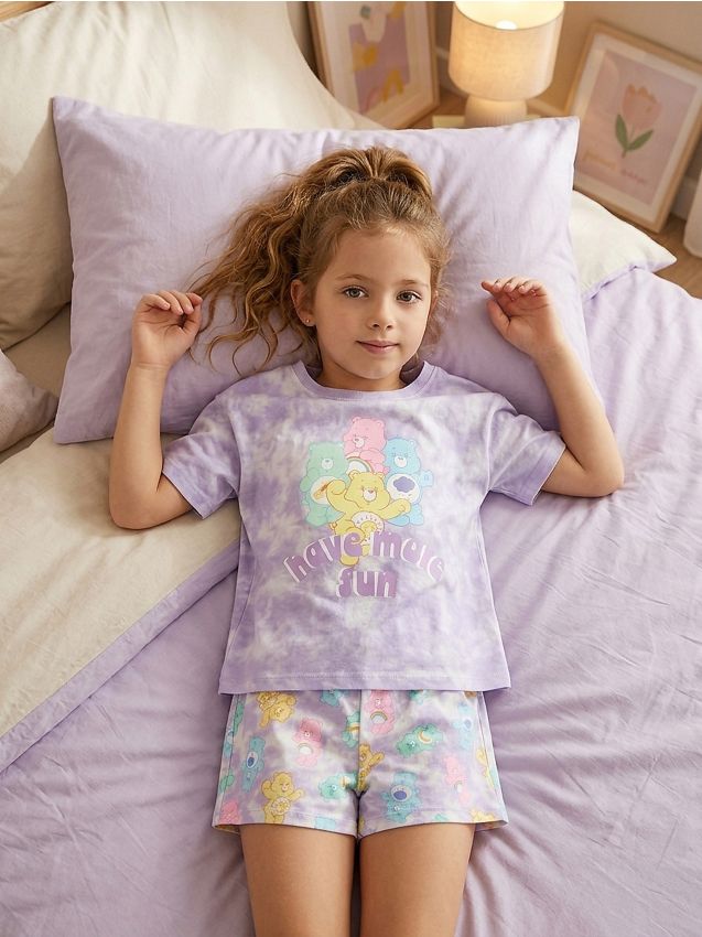 Sinsay - Pijama din bumbac în două piese cu imprimeu Care Bears - lavand