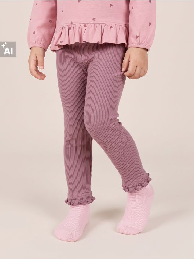 Sinsay - Colanți din bumbac cu volănaș 2 pack - gri-închis