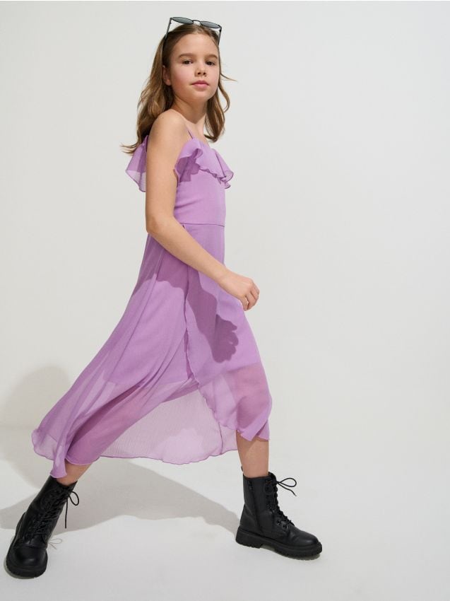 Sinsay - Rochie din tulle cu umerii goi - lavand