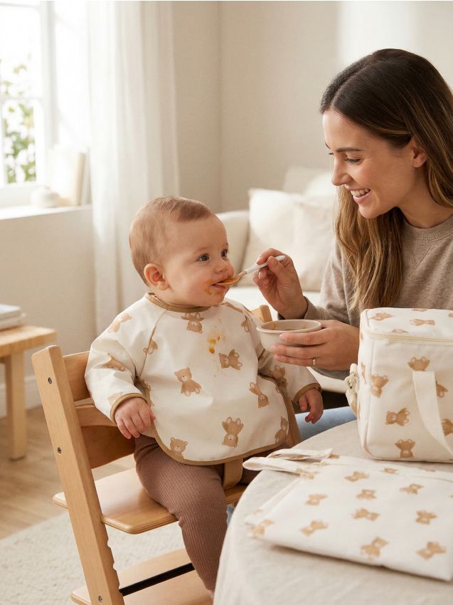 Sinsay - Geantă pentru cărucior cu motiv ursuleți - crem