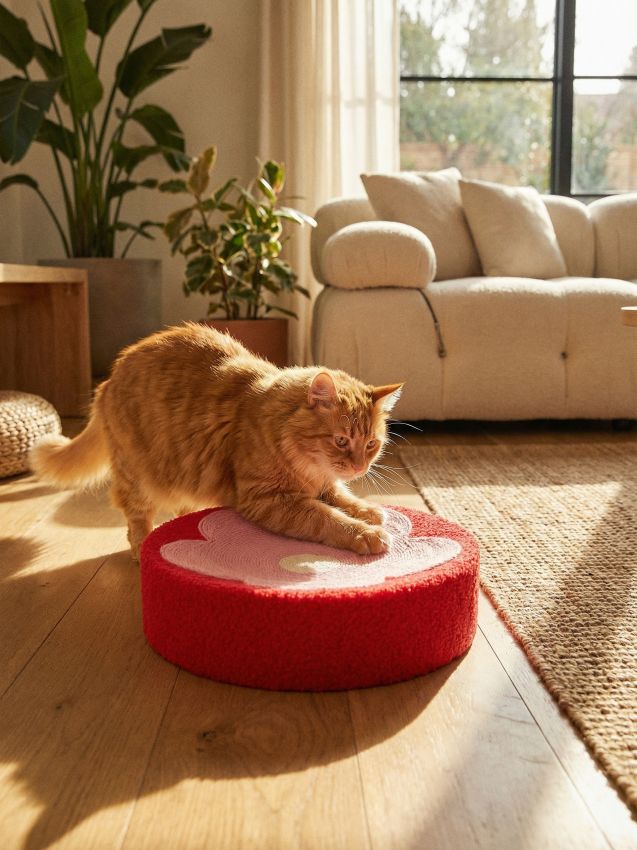 Sinsay - Ansamblu de zgâriat rotund pentru pisică cu motiv floral - roșu