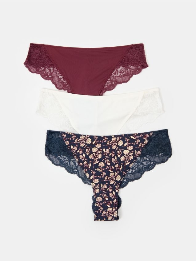 Sinsay - Chiloți brazilieni cu dantelă pachet de 3 - multicolor