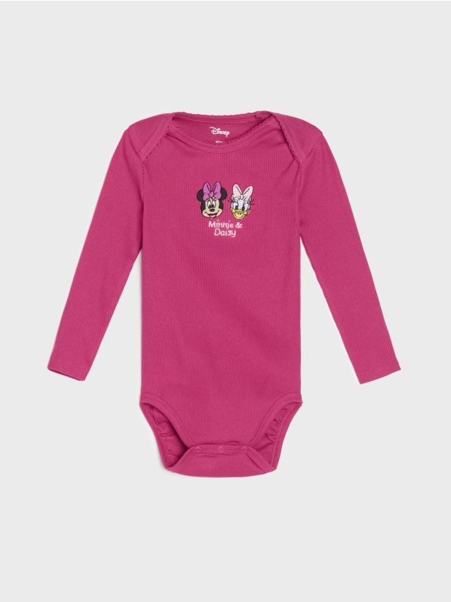 Sinsay - Body z prążkowanej dzianiny Minnie Mouse - różowy