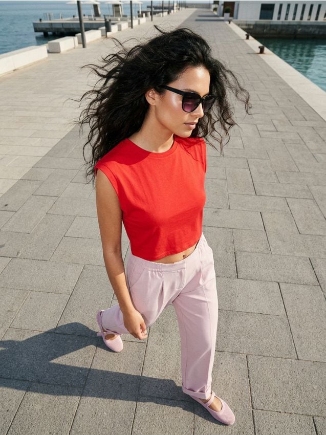 Sinsay - Tricou din bumbac basic - roșu