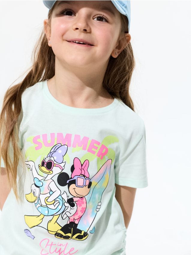 Sinsay - Tricou din bumbac cu imprimeu Minnie and Daisy - turcoaz-pal
