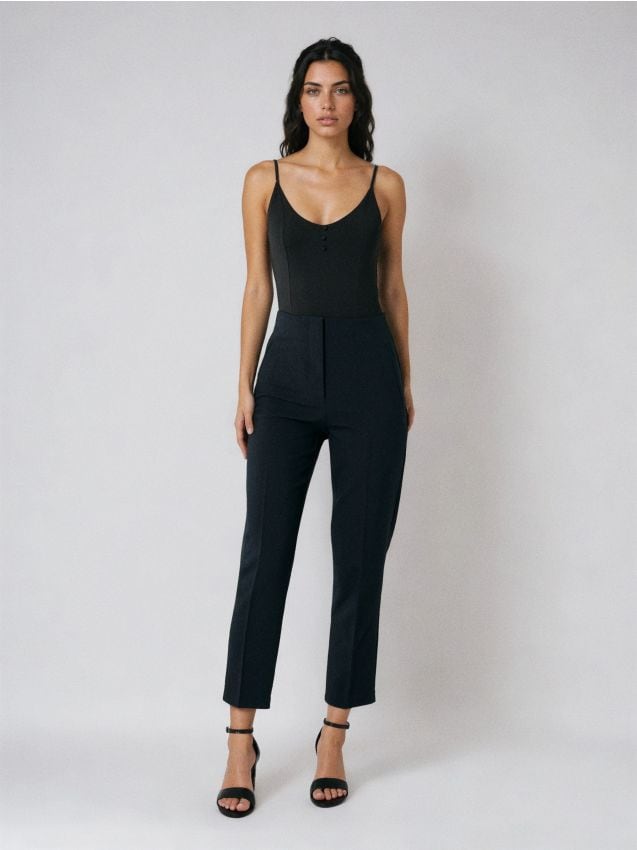 Sinsay - Cygaretki slim fit z wysokim stanem z domieszką wiskozy - czarny