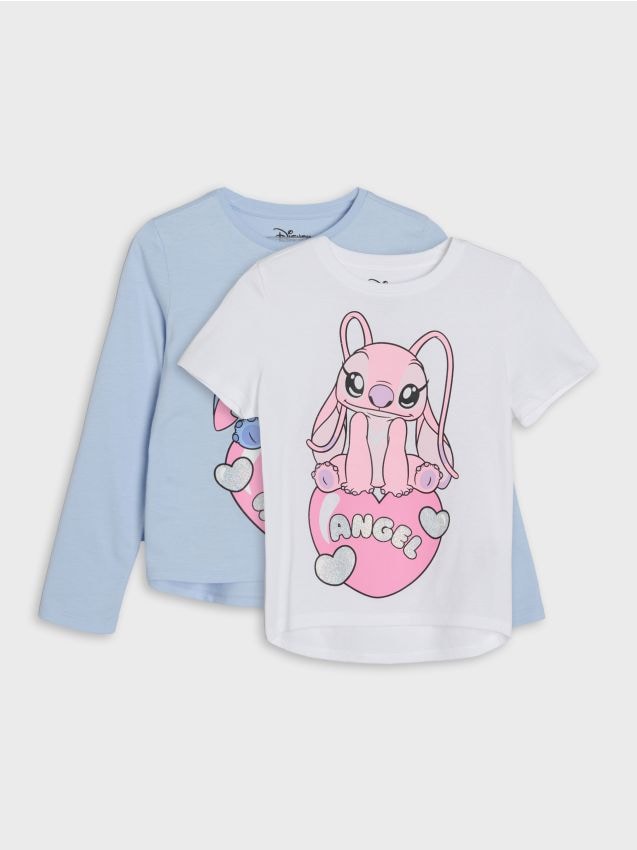 Sinsay - Bawełniana koszulka z nadrukiem 2 pack Lilo & Stitch - wielobarwny