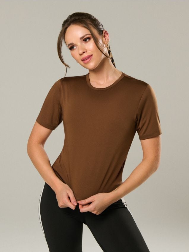 Sinsay - Tricou Gym Hard - maro-închis
