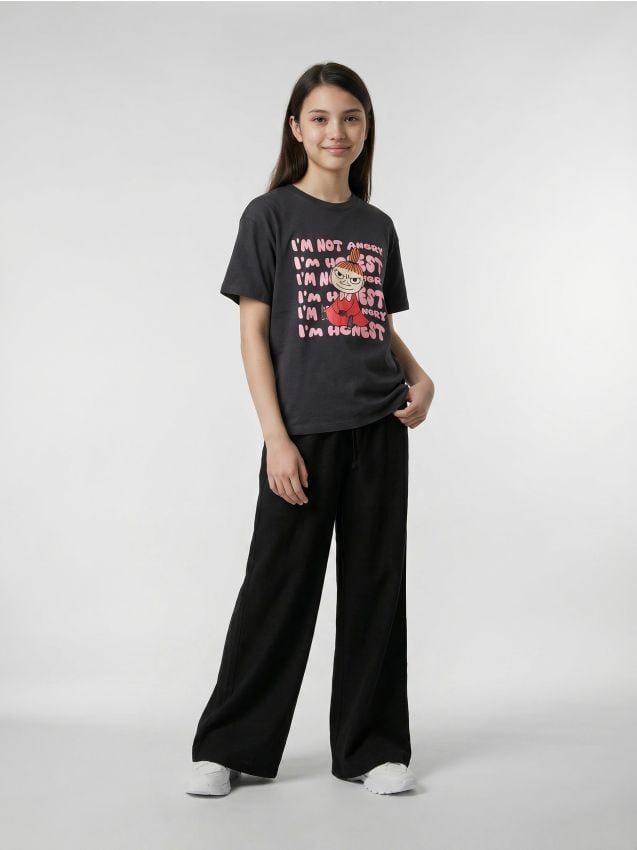 Sinsay - Tricou din bumbac cu imprimeu Little My - negru-antracit