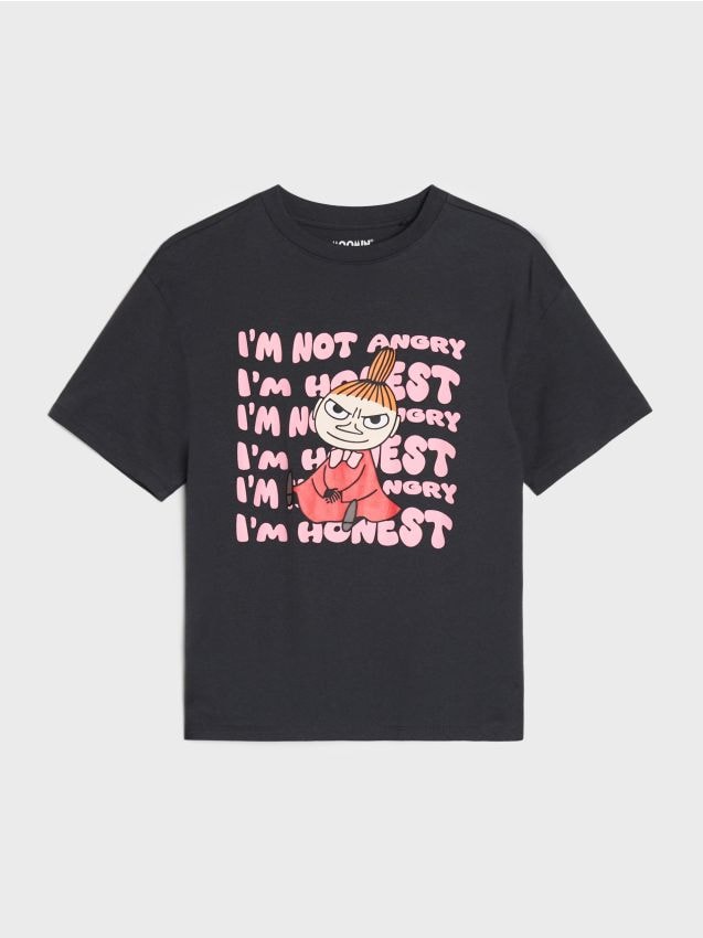 Sinsay - Tricou din bumbac cu imprimeu Little My - negru-antracit